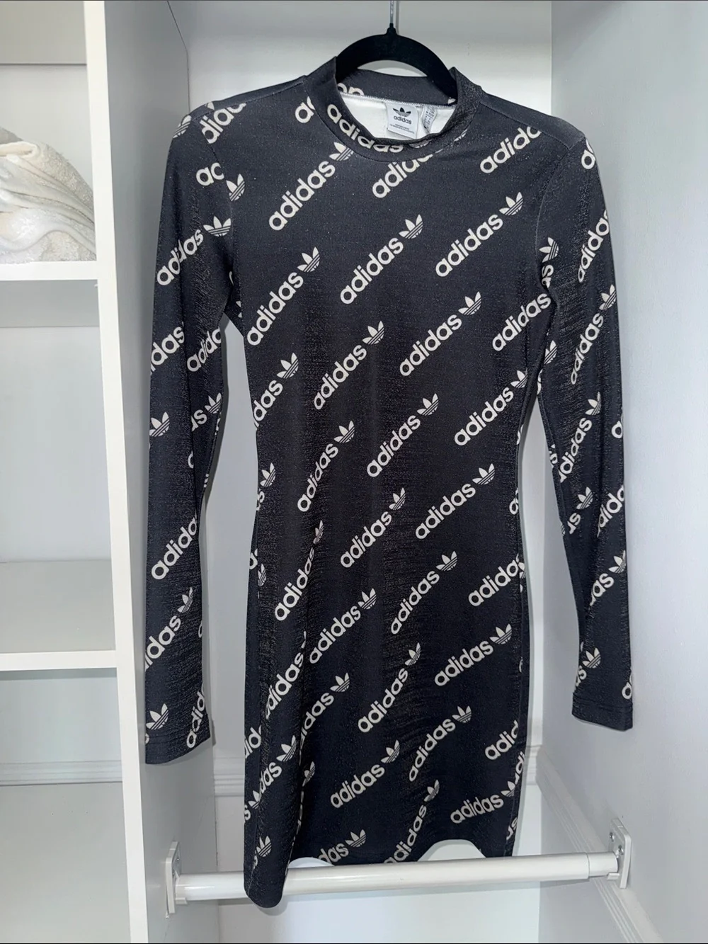 adidas Black Dress with White Logo Print